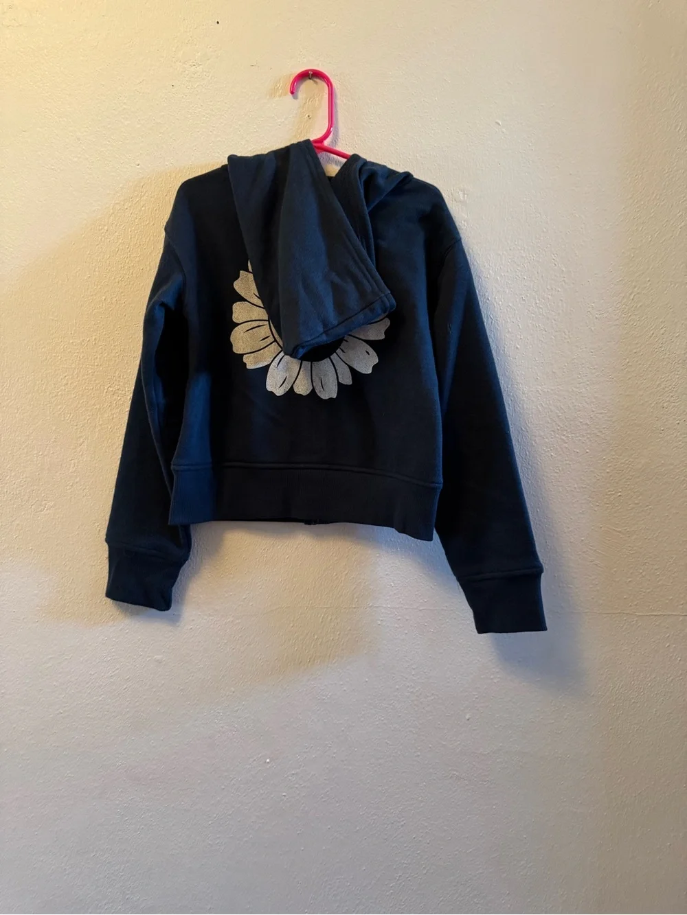 SO Kids Zip-Up Hoodie - Navy Blue -Yin Yang Daisy Graphic - Girls Size XS (6/6X)